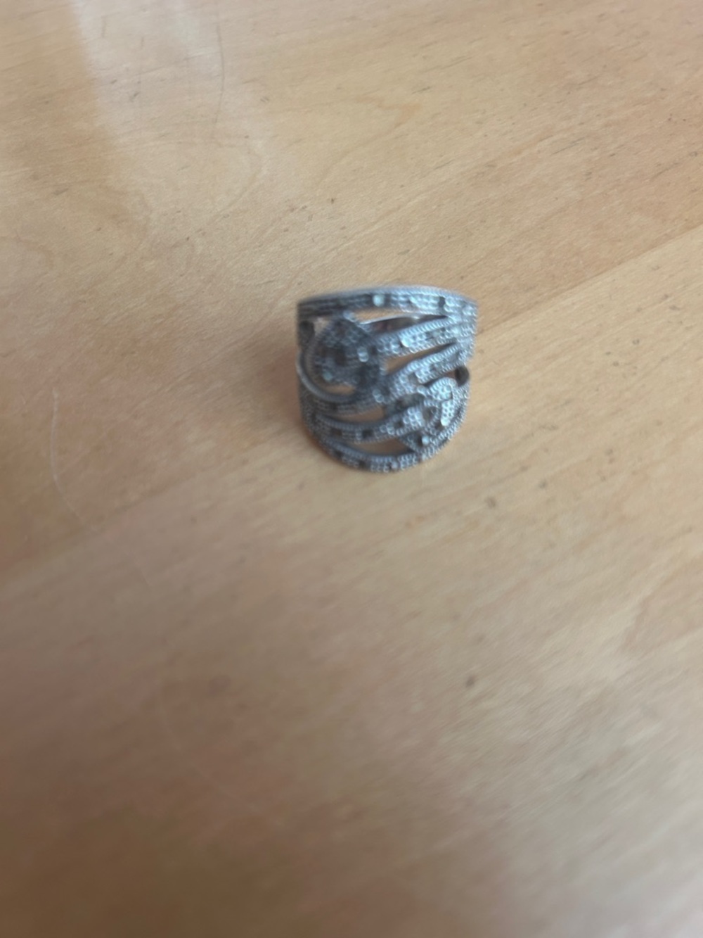 Vintage Silver-Tone Filigree Statement Ring